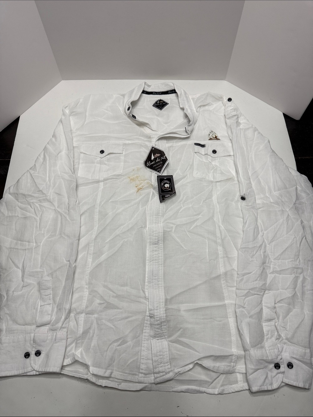 Blanc du Nil White Button-Front Shirt with Tag